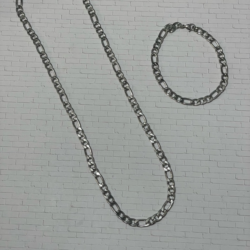 Men’s stainless steel Figaro chain set